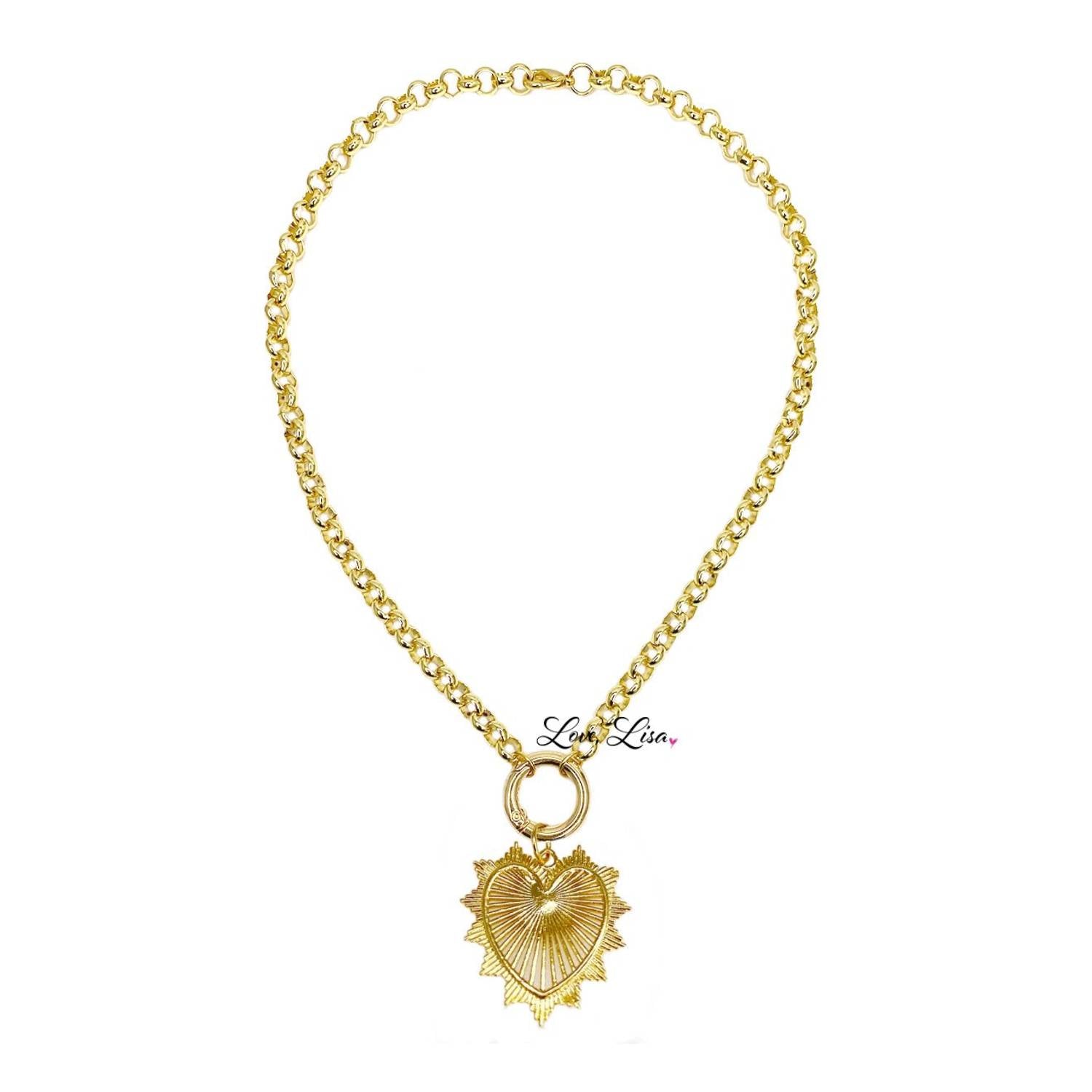  closeup gold heart necklace with spikes love lisa jewelry