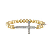 stretch diamond cross bracelet gold with cz cross charm love lisa