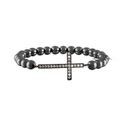 stretch diamond cross bracelet gunmetal version with cz cross charm love lisa