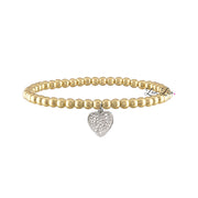 love lisa gold beaded stretch bracelet with silver pavé heart charm