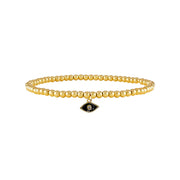 gold beaded evil eye anklet with black enamel charm power prosperity jewelry