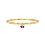 gold beaded evil eye anklet with red enamel charm protection jewelry for summer