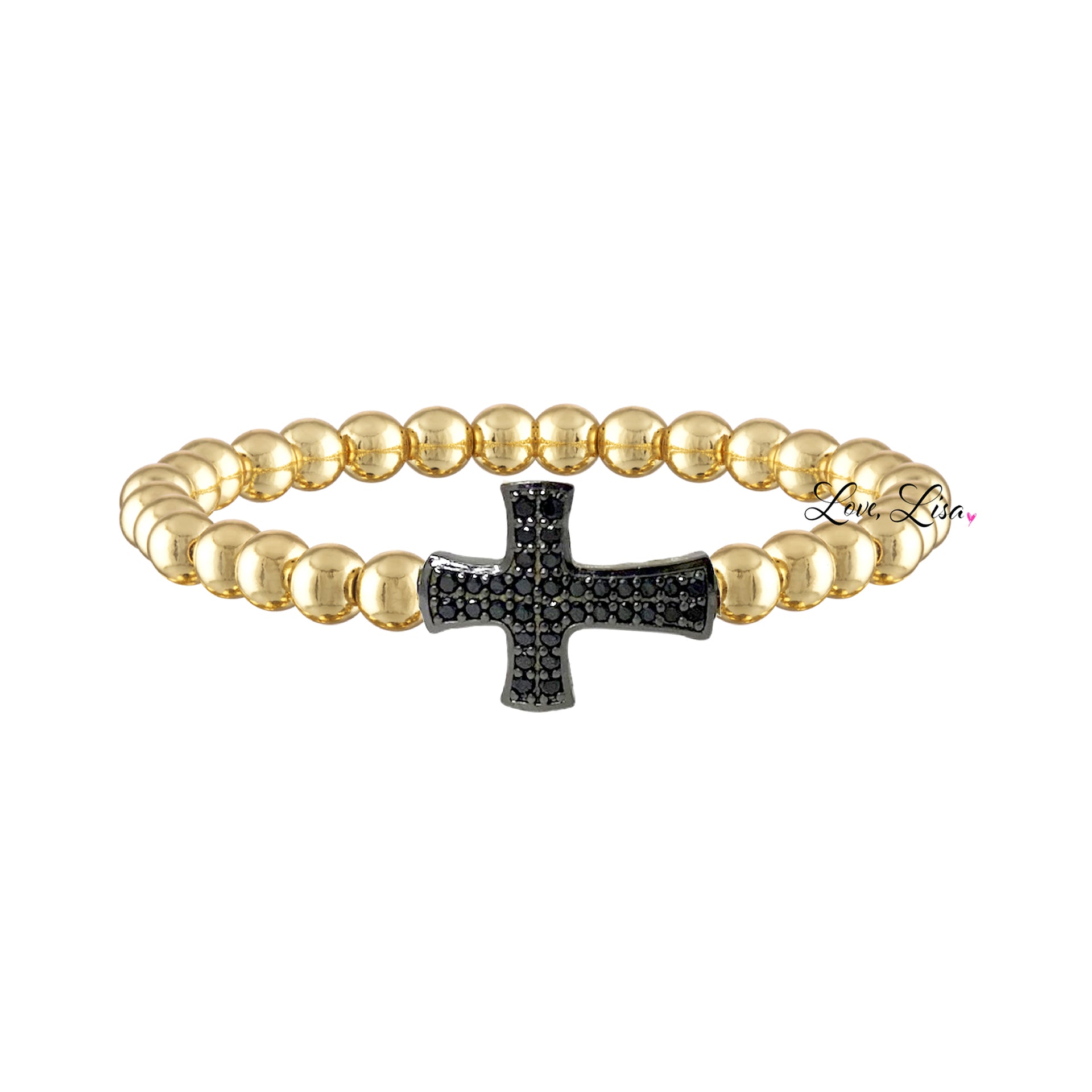 toms black diamond cross bracelet gold pavé faith jewelry love lisa
