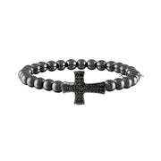 tom black diamond cross bracelet made with gunmetal beads